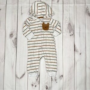 Baby Hooded Fleece Bear Romper - Baby Size 6 Months